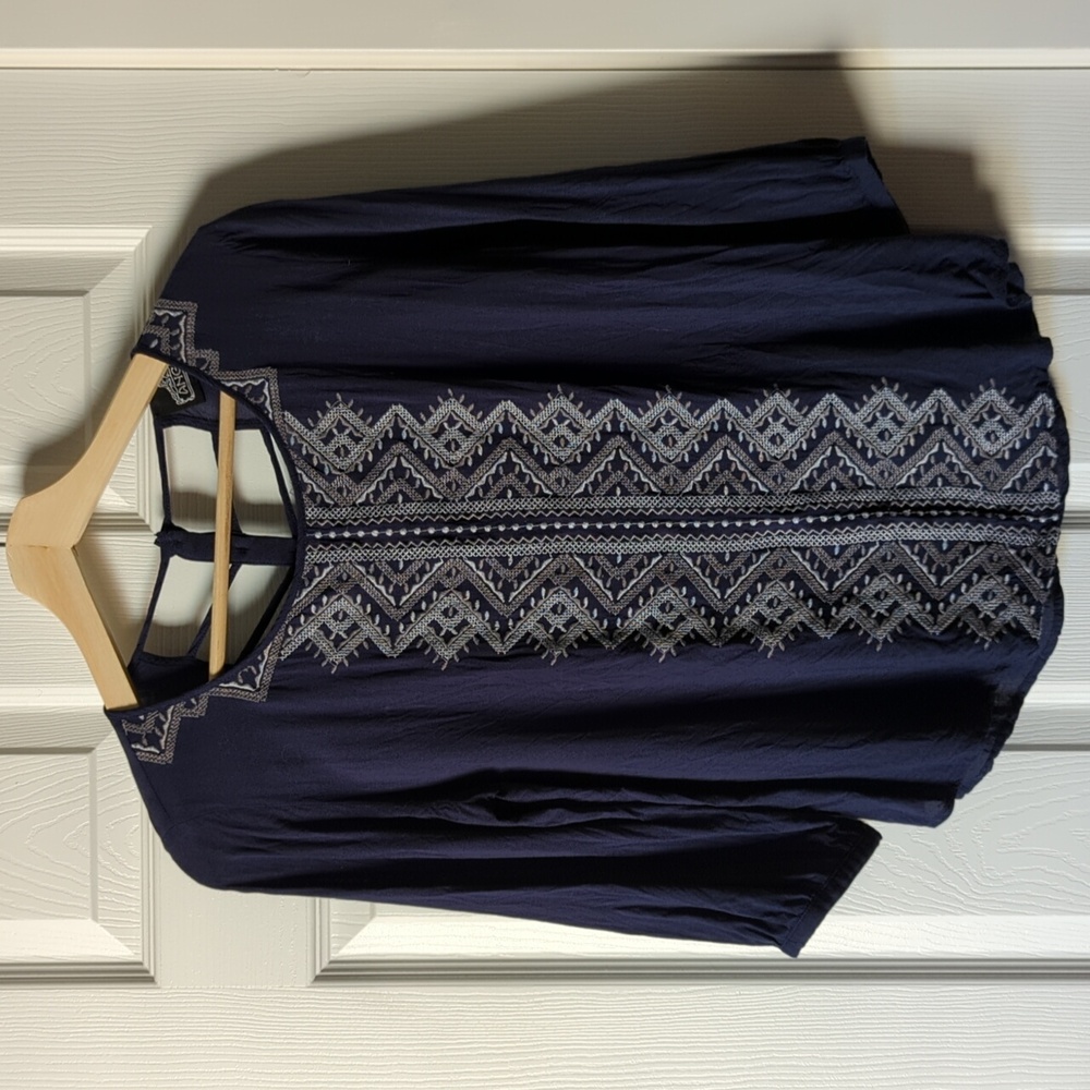 EUC Angie Embroidered Boho Blouse Sz M